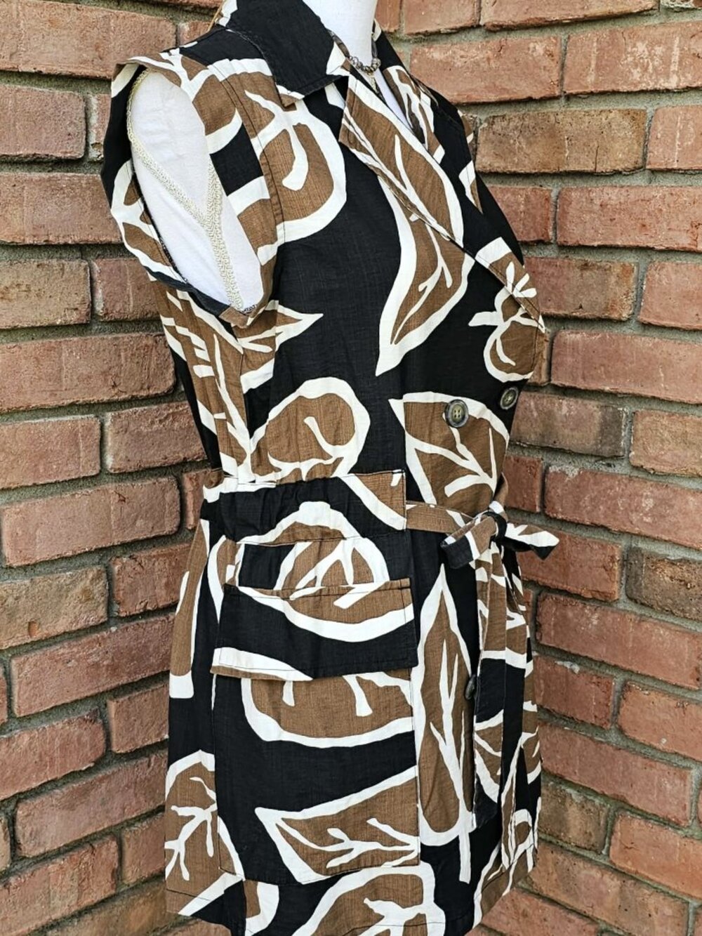 Who What Wear Brand Double-Breasted Sleeveless Top Vest. Black Brown White Small - Picture 4 of 15